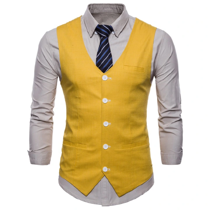 Summer 2022 new linen thin style simple men's casual vest men's single-breasted vest