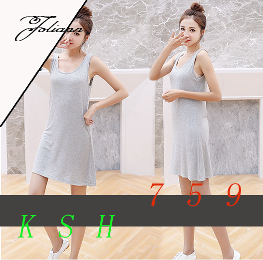 medium and long female bottom inner Petticoat sleeveless blouse loose wear vest skirt