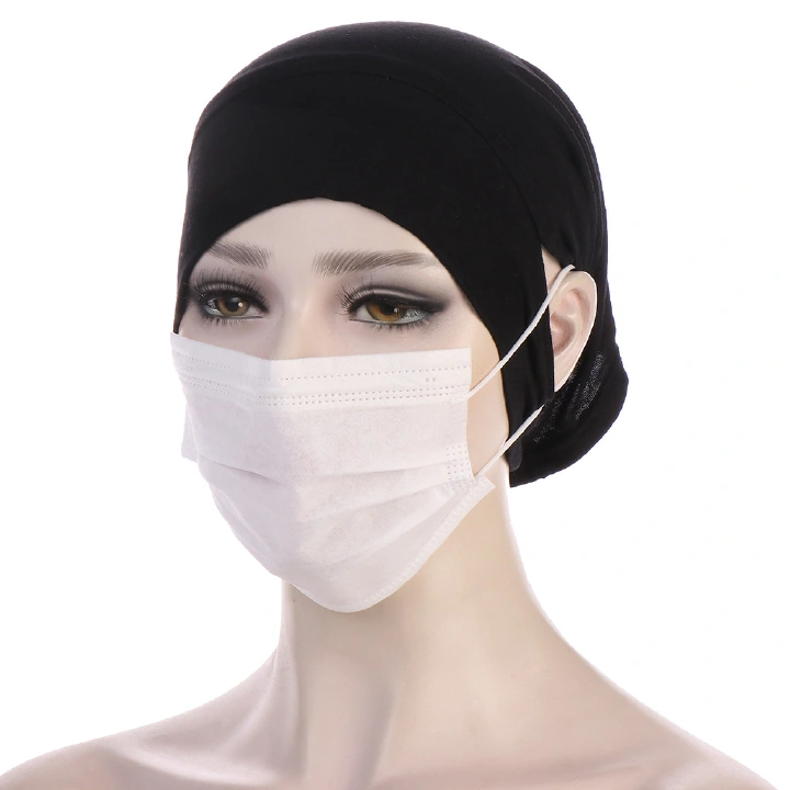 Muslim African Turban Headwear Flat brim hat with ear holes beanie Bottom hat  Available with mask hats for women