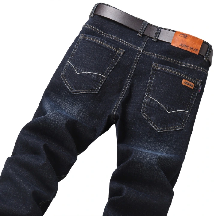 Jeans men's micro slim straight leg cow pants good quality casual stretch business men's trousers