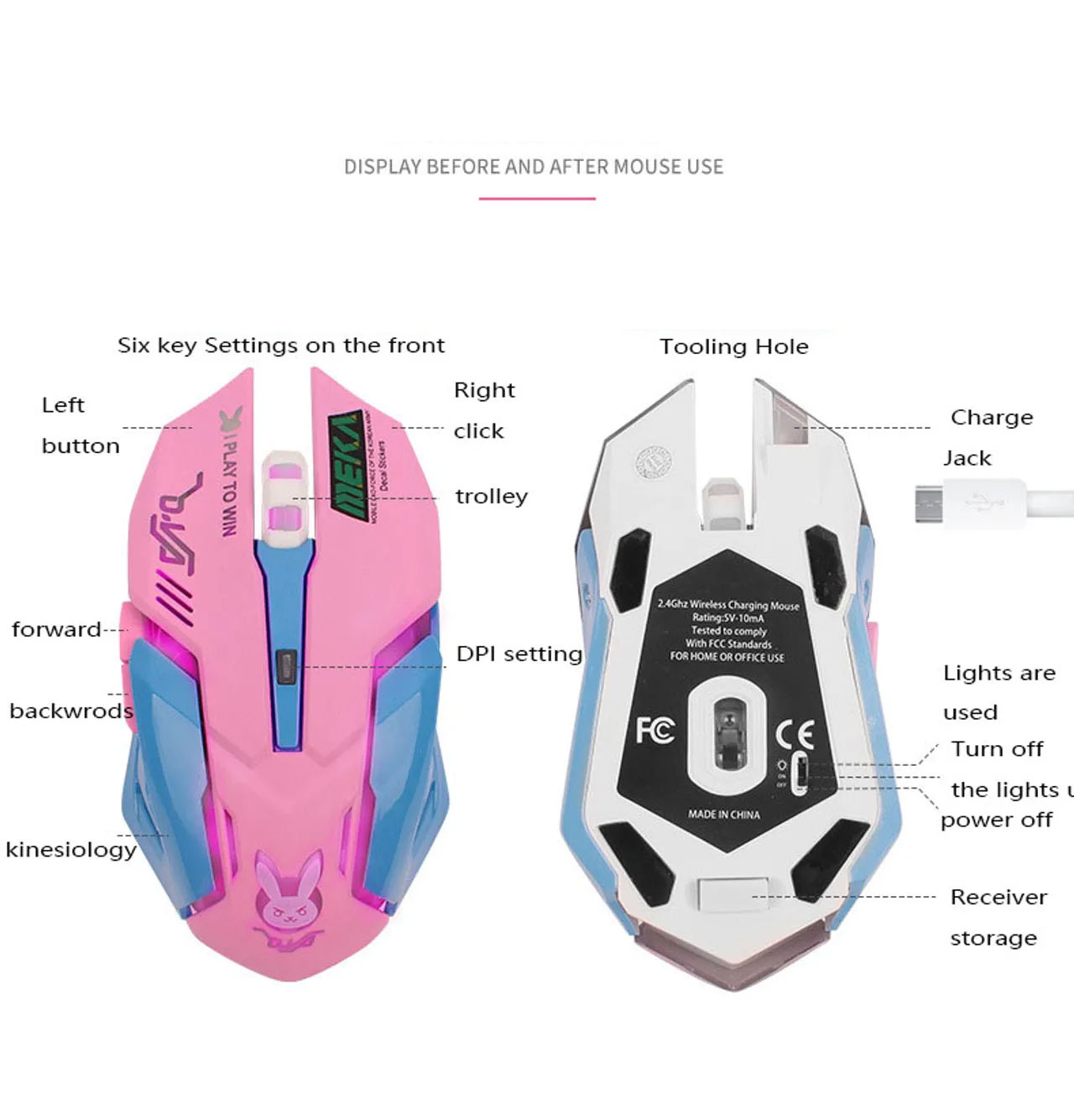 Overwatch DVA game mouse mouse 2.4g wireless charging mouse