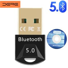 DERE BAT01 USB Bluetooth Adapter BT 5.0 USB Wireless Receptor Bluetooth File Receiver Transmitter Dongle Laptop Earphone BLE Sender Black as picture