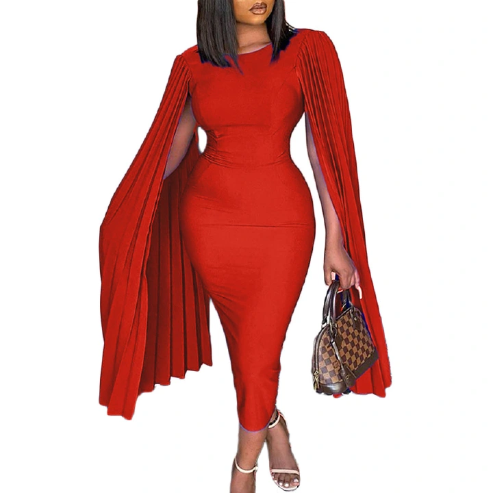 Autumn new Amazon European and American fashion pressed pleated Tonle cloak African plus size dress skirt