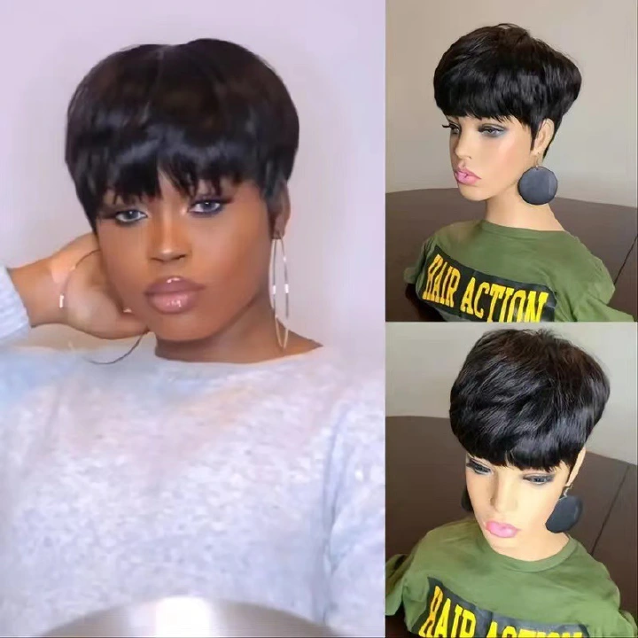 Pixie Cut Wig Wigs For Women Full Machine Made Wig With Bangs Straight Short Wig