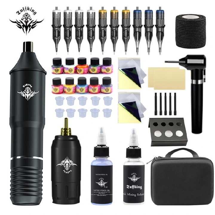 1set Wireless Tattoo Set Tattoo Rotary Machine Supply Complete Set Tattoo Cartridge Needles Inks for Professionals Tattoo Artists And Beginners