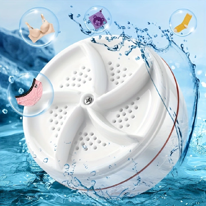 Mini Compact Portable Washing Machine For Underwear Clothing Foldable Dorm-Friendly Design With Rotating Wave Vibration