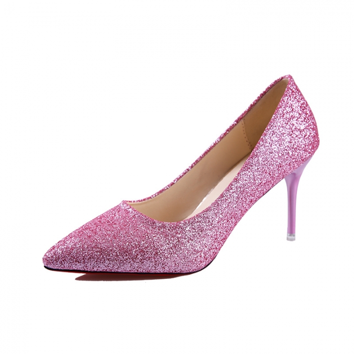 Fashion Glitter Gold High-heeled Shoes Pointed With Silver Fine With Women&apos;s Shoes Wedding Shoes