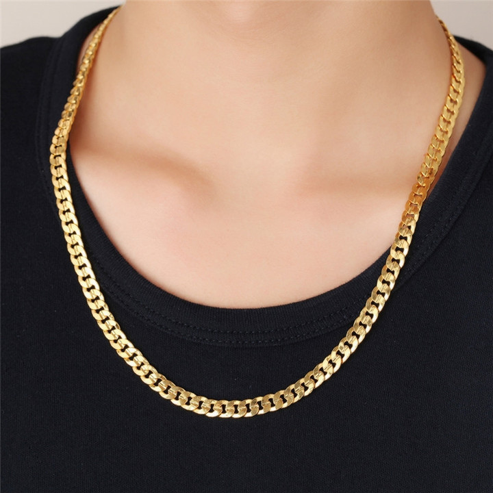 Fashion Luxury Jewerly 18k 24inches Yellow Gold plated Necklace and Bracelet for Women and Men