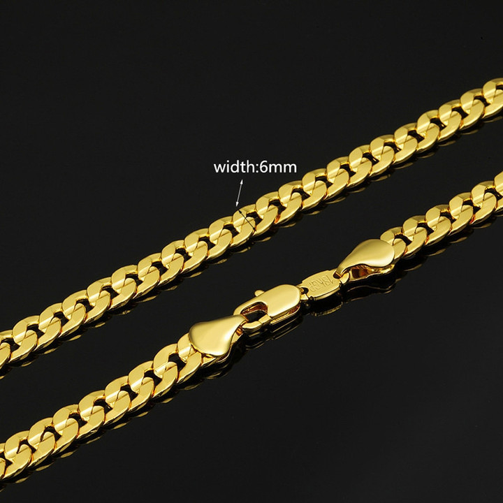 Fashion Luxury Jewerly 18k 24inches Yellow Gold plated Necklace and Bracelet for Women and Men