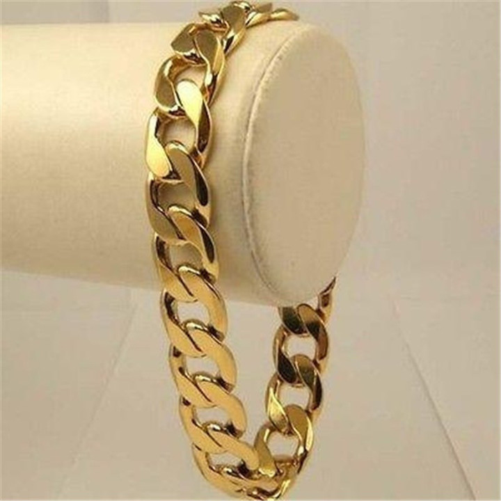 Fashion Luxury Jewerly 18k 24inches Yellow Gold plated Necklace and Bracelet for Women and Men