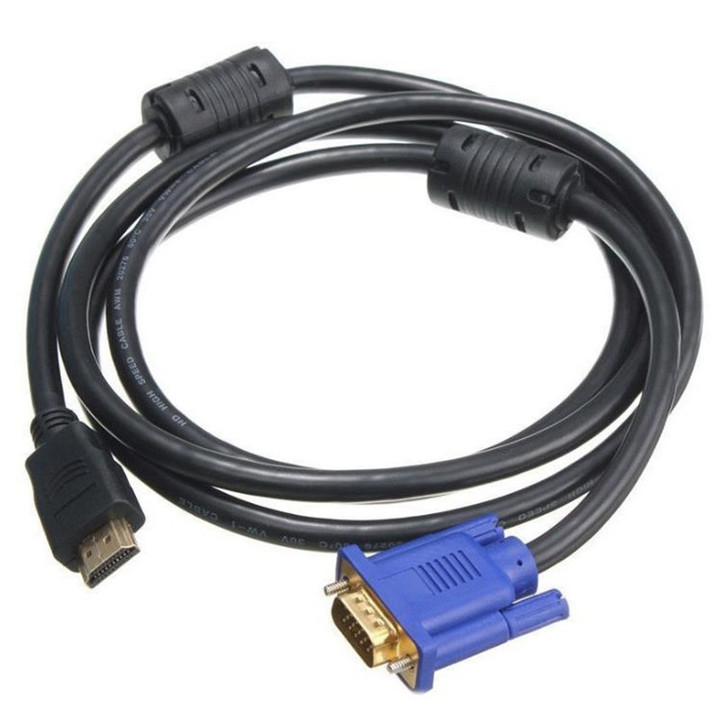 HDTV 1.8M HDMI Male To VGA Adapter Cable Connector Cable For PC TV Black P1A6