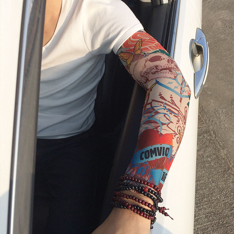 Tattoo Sleeve New Trendy high Elastic Fake Temporary Designs Summer sunscreen Body Arm Warmers UV