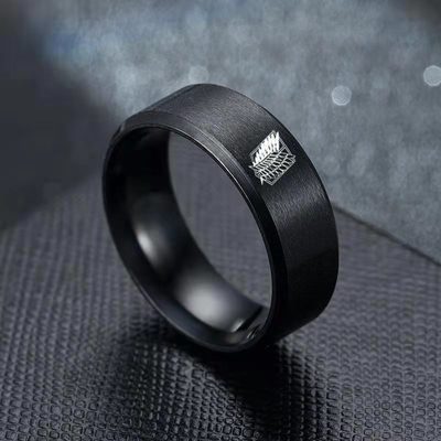 Attack on Titan  Stainless Steel Ring Wings Of Liberty Flag Finger Rings For Men Women Jewelry