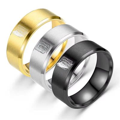 Attack on Titan  Stainless Steel Ring Wings Of Liberty Flag Finger Rings For Men Women Jewelry