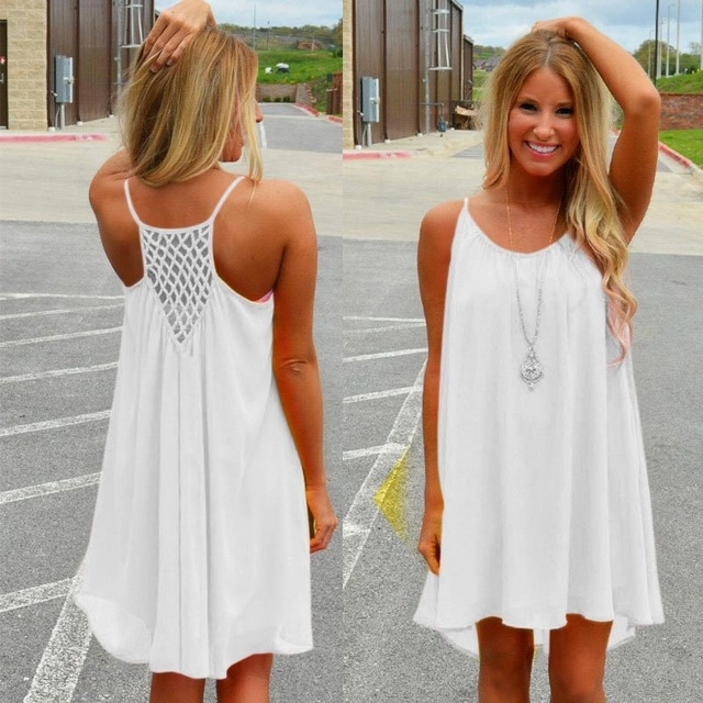 Women beach dress fluorescence female summer dress chiffon voile women dress 2018 summer style