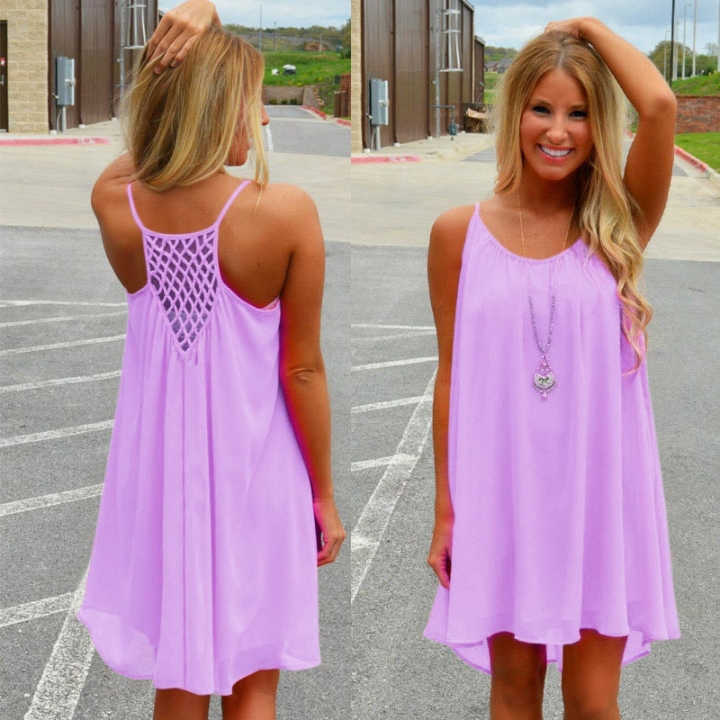 Women beach dress fluorescence female summer dress chiffon voile women dress 2018 summer style