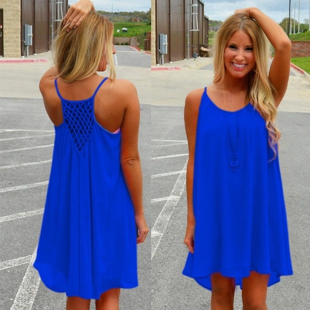 Women beach dress fluorescence female summer dress chiffon voile women dress 2018 summer style