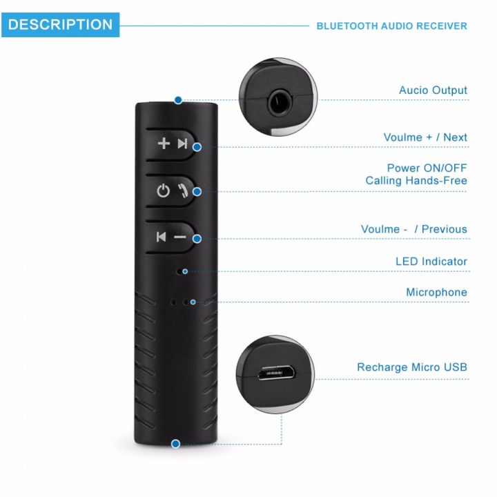 3.5 mm socket bluetooth car kit hands-free music audio receiver adapter stereo speakers