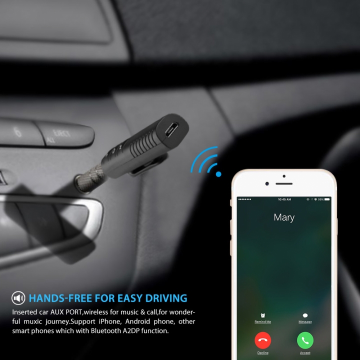 3.5 mm socket bluetooth car kit hands-free music audio receiver adapter stereo speakers