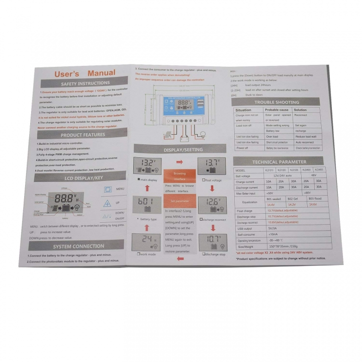 12V/24V 20A/30A Solar Ladegerat Controller Solar Panel Batterie Intelligente Regler mit USB Display