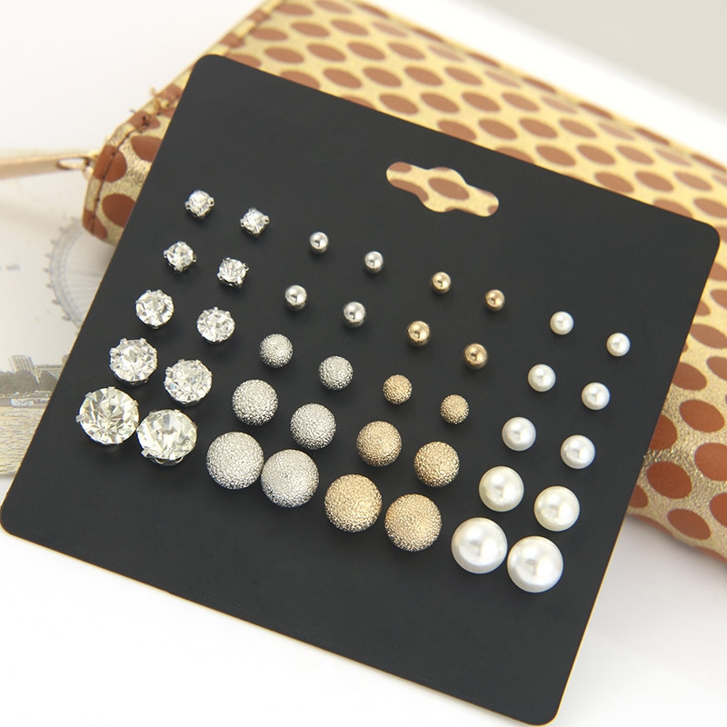 20 for plate size suit pearl earrings female six claw zircon earrings pearl set auger adorn article a one size 3
