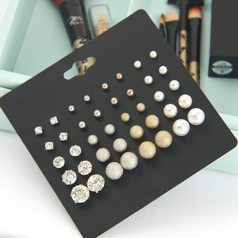 20 for plate size suit pearl earrings female six claw zircon earrings pearl set auger adorn article a one size 9