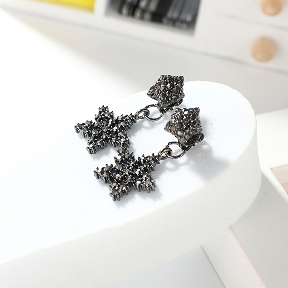 Han edition personality alloy diamond stud earrings pink star earrings female stud earrings,pendants Black star one size 13