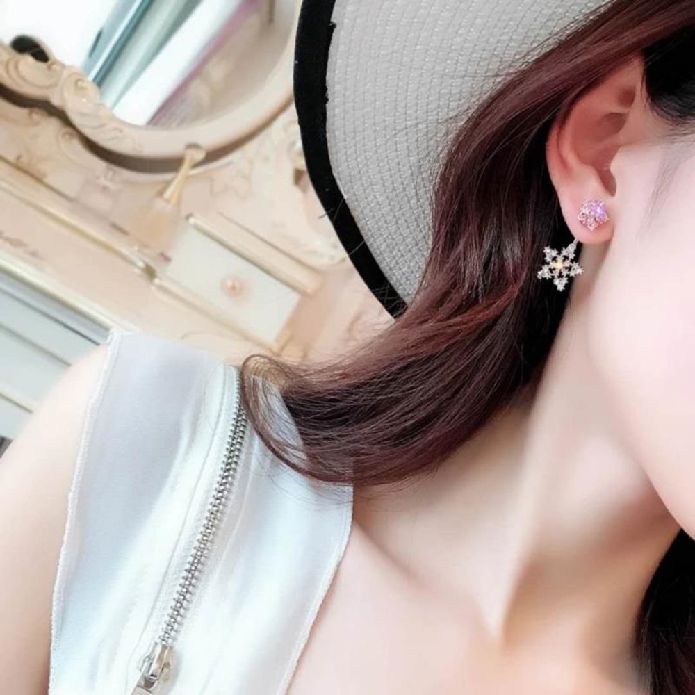 Han edition personality alloy diamond stud earrings pink star earrings female stud earrings,pendants Black star one size 1
