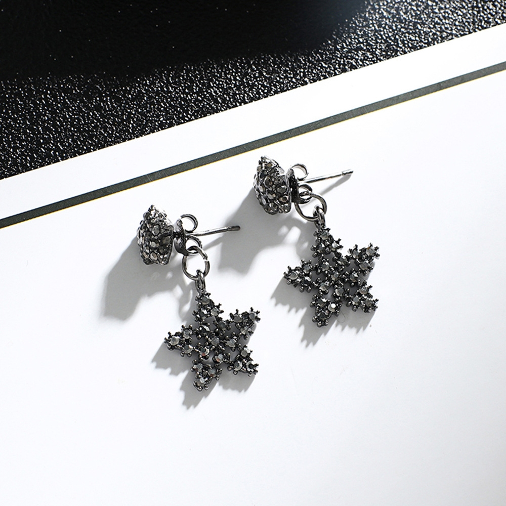 Han edition personality alloy diamond stud earrings pink star earrings female stud earrings,pendants Black star one size 8