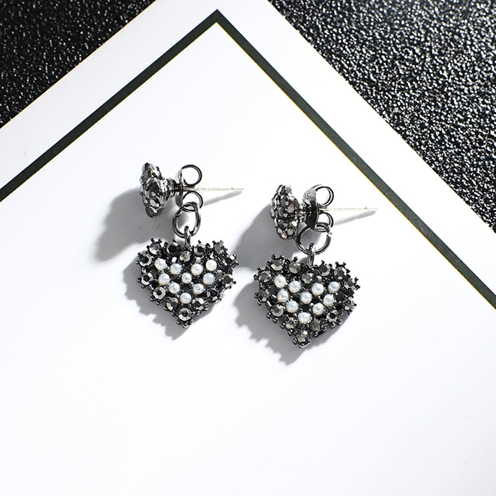 Han edition personality alloy diamond stud earrings pink star earrings female stud earrings,pendants Black star one size 7