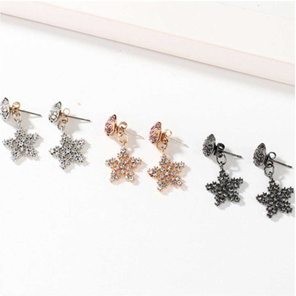 Han edition personality alloy diamond stud earrings pink star earrings female stud earrings,pendants Black star one size 23