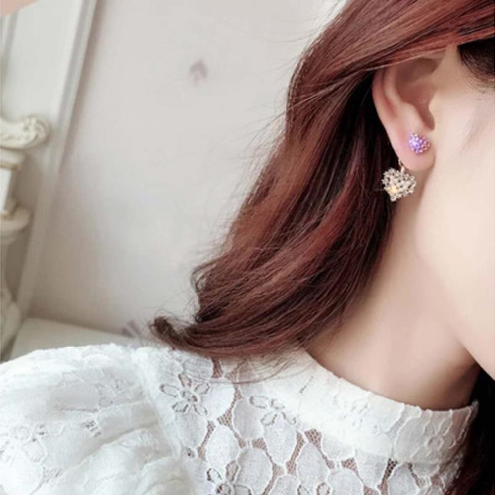 Han edition personality alloy diamond stud earrings pink star earrings female stud earrings,pendants Black star one size 25
