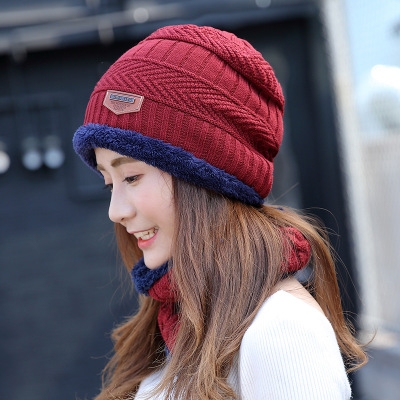 2 pieces Neck sets Hats Men Girl Winter Head hooded Cap Earmuffs Head Caps Male beanie mask