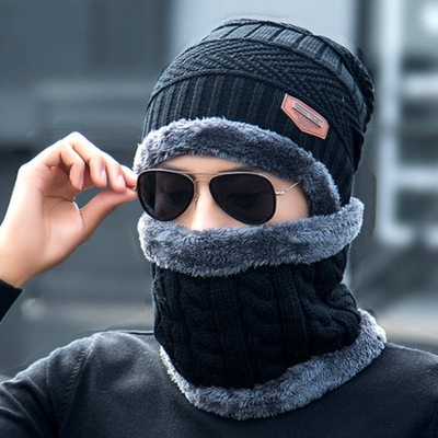 2 pieces Neck sets Hats Men Girl Winter Head hooded Cap Earmuffs Head Caps Male beanie mask