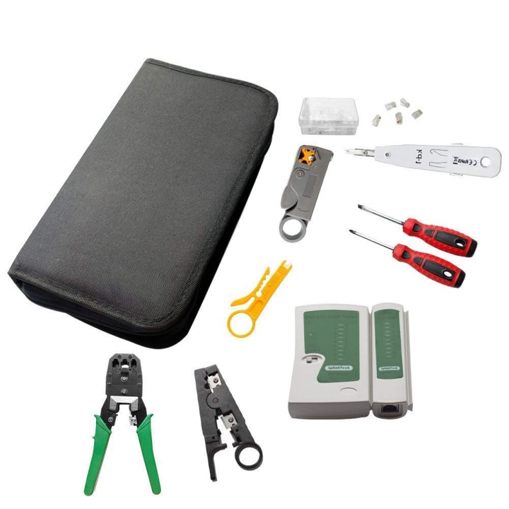 18Pcs Cable Clamp Tester Stripping Tool Crystal Head Network Tool Kit