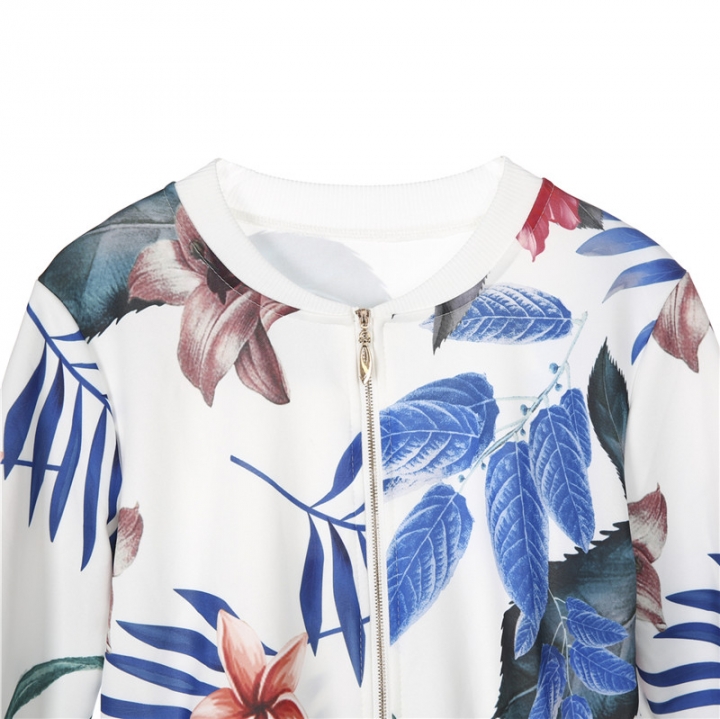 Women Coat Fashion Ladies Retro Floral Up Bomber Jacket Casual Coat Autumn Women Clothes