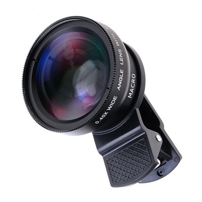 2 In 1 Mobile Phone Lens 0.45x Super Wide Angle 12.5x Macro HD Camera Lens For iPhone 12 11 8 7 6 XS Huawei Xiaomi Samsung