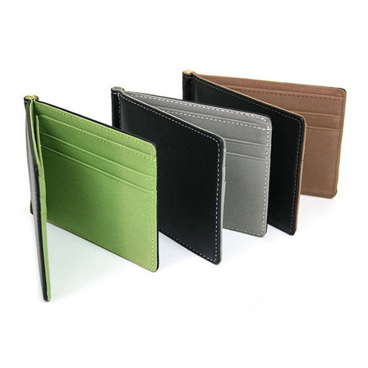 Leather Men Money Clip Wallet Solid Male Purses With Designer Cash Holder Card Cases Money Clip