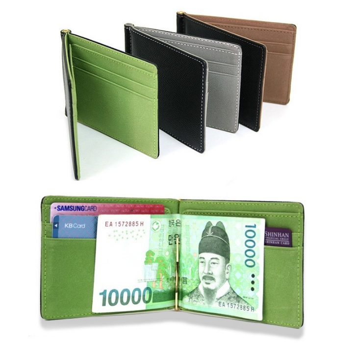 Leather Men Money Clip Wallet Solid Male Purses With Designer Cash Holder Card Cases Money Clip