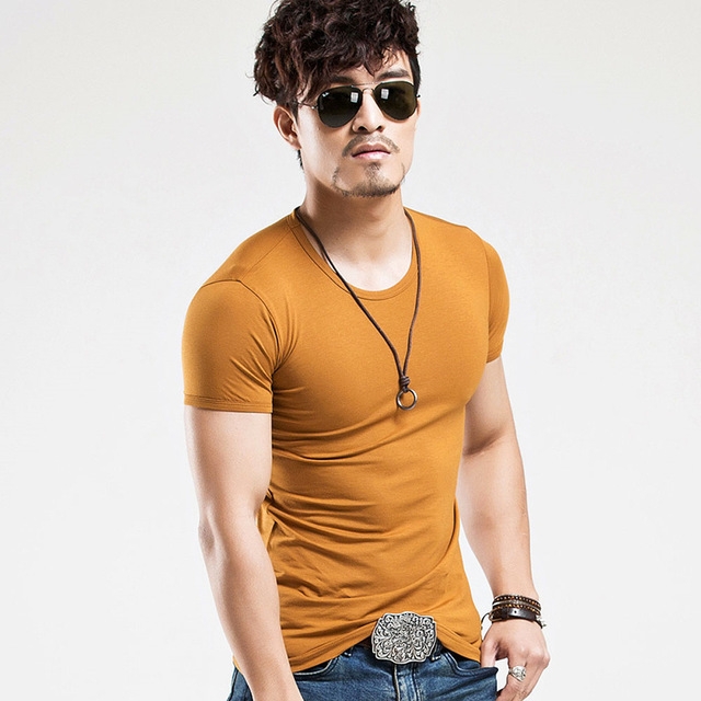 2018 Brand Clothing V neck Men&apos;s T Shirt Men Fashion Tshirts Fitness Casual For Male T-shirt