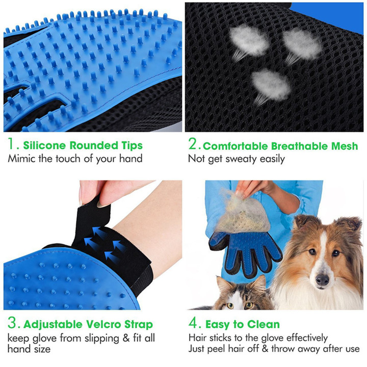 Gloves Grooming Pet Dog Hair Deshedding Brush Comb Glove For Pet Dog Finger Cleaning Massage Glove