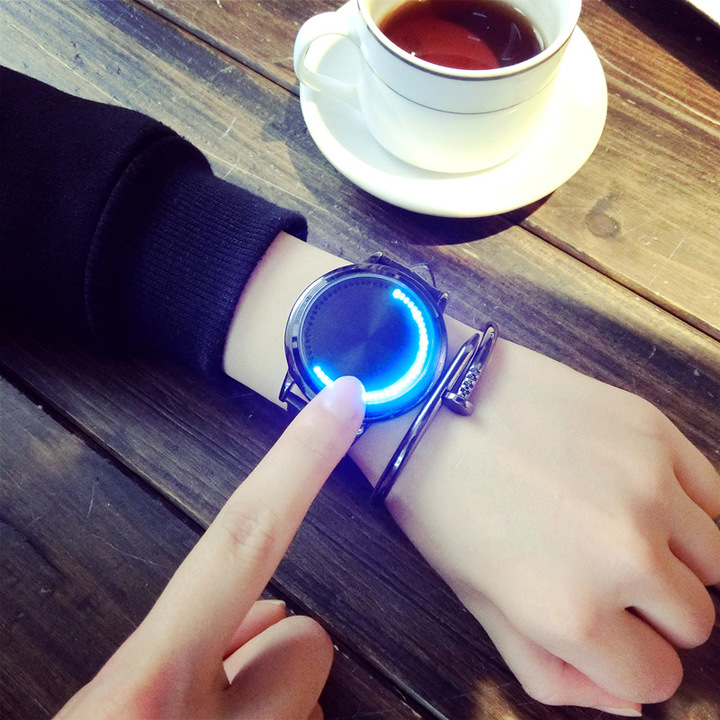 Personality Leather Waterproof LED Watch Men And Women Couple Watch Smart Electronics Casual Watches