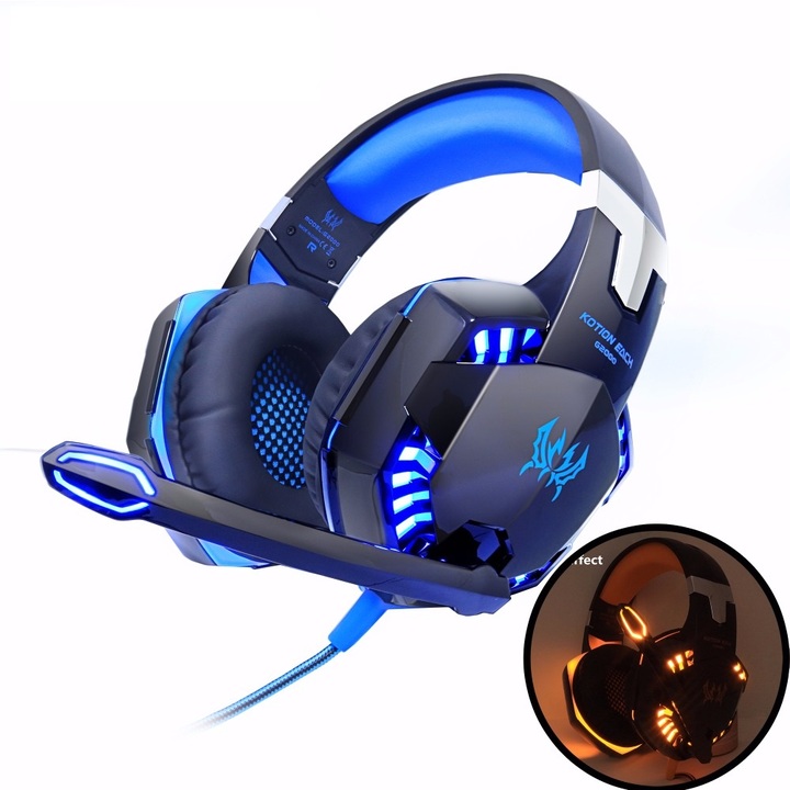 G2000 Computer Stereo Gaming Headphones casque Deep Bass Game Earphone Headset with Mic LED Light