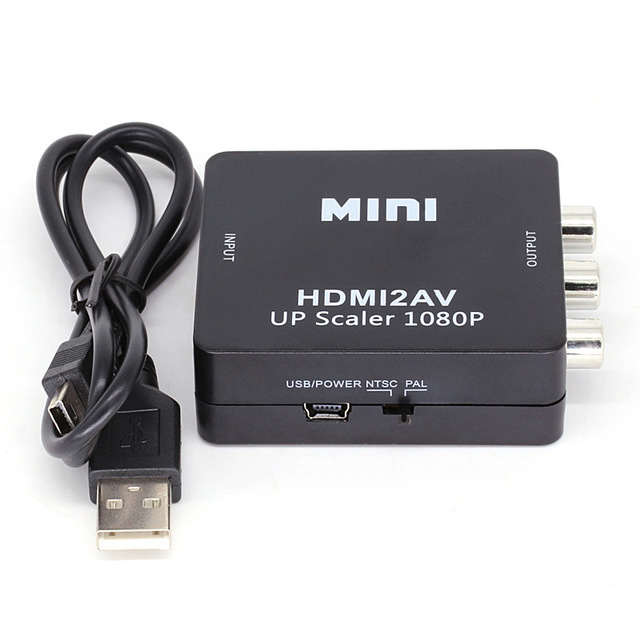 HDMI AV Scaler Adapter HD Video Converter Box HDMI to RCA AV/CVSB L/R Video 1080P Audio Converter