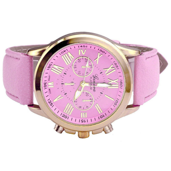 Geneva Watches Women Casual Roman Numeral Watch Leather Band Quartz Wrist Watch relogio Clock
