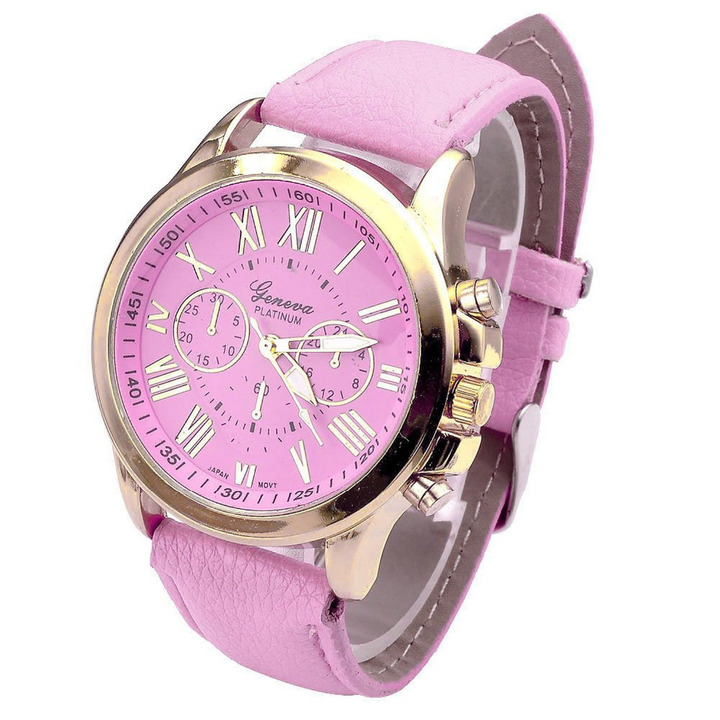 Geneva Watches Women Casual Roman Numeral Watch Leather Band Quartz Wrist Watch relogio Clock