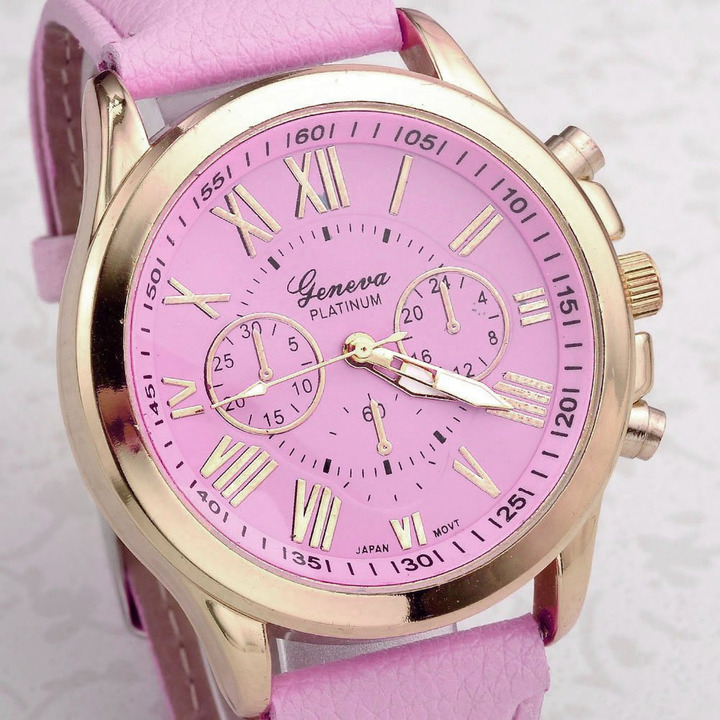 Geneva Watches Women Casual Roman Numeral Watch Leather Band Quartz Wrist Watch relogio Clock