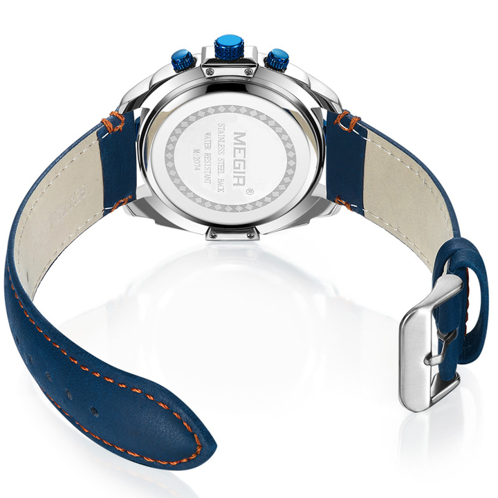 multi-function Alarm Chronograph men Watch Blue Business Leather Quartz Watch Men Military watches
