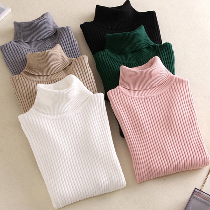 Turtleneck Warm Women Sweater Autumn Winter Femme Pull High Elasticity Soft Female Pullovers Sweater