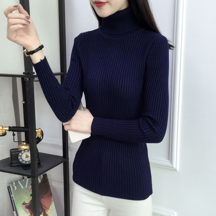 Turtleneck Warm Women Sweater Autumn Winter Femme Pull High Elasticity Soft Female Pullovers Sweater